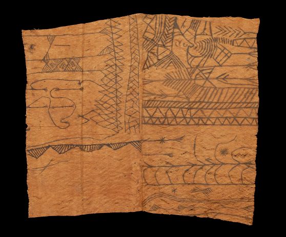 Mbuti Pygmy Drawing on Bark Cloth