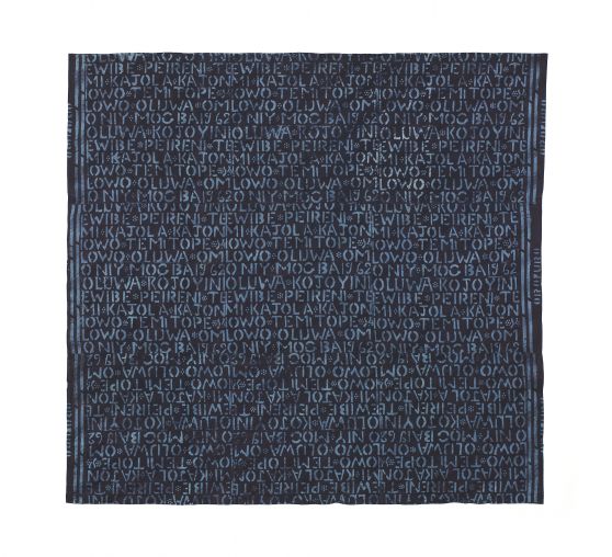 Adire Cloth with Text Design